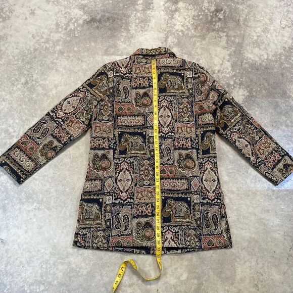 Chicos 1 M 8 Jacket Beaded Embroidered India Motif Tapestry Wearable Art Brown - Picture 8 of 12